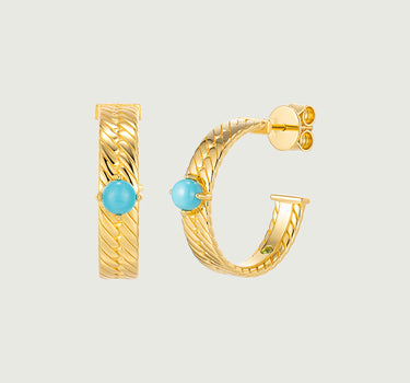 Turquoise Twist Texture Hoop Earrings