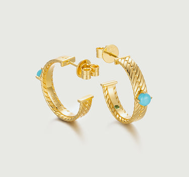 Turquoise Twist Texture Hoop Earrings
