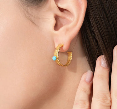 Turquoise Twist Texture Hoop Earrings