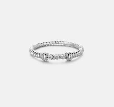Twist Diamond Silver Ring-obyjewelry