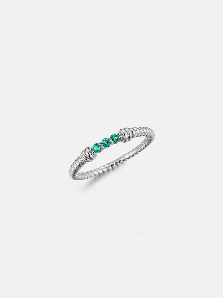 Twist Emerald Silver Ring