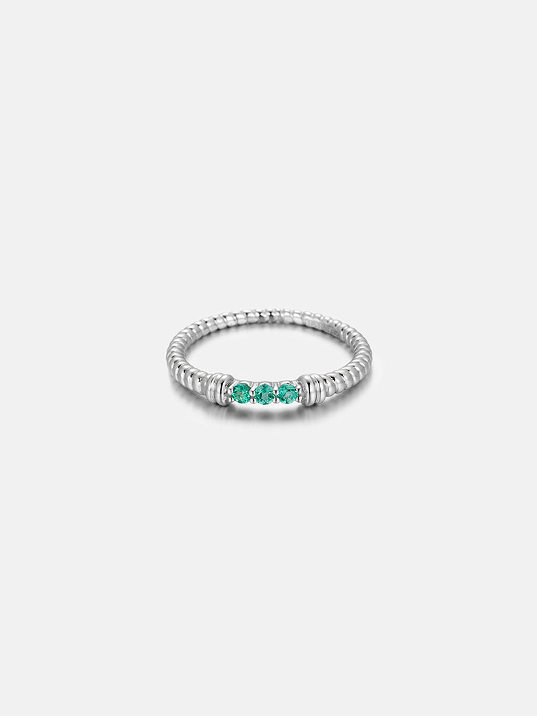 Twist Emerald Silver Ring