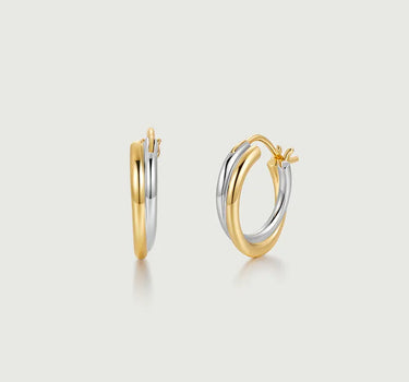Two Tone Double Hoop Earrings-obyjewelry