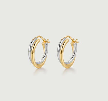 Two Tone Double Hoop Earrings-obyjewelry