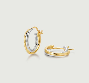 Two Tone Double Hoop Earrings-obyjewelry