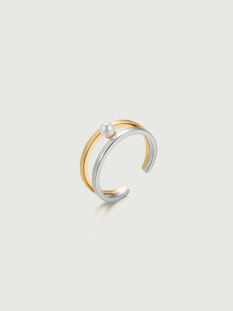 Two Tone Pearl Ring-obyjewelry