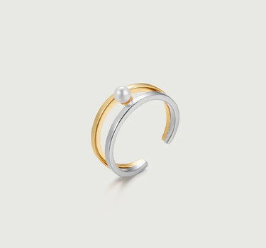 Two Tone Pearl Ring-obyjewelry