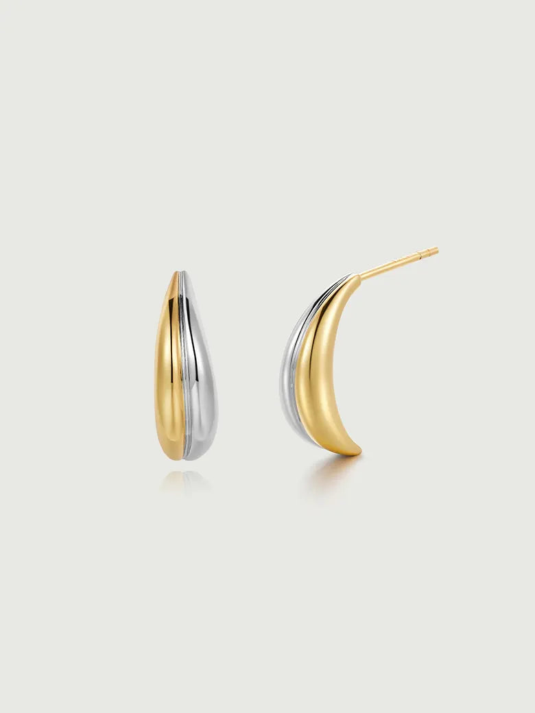 View details for Two Tone Wavy Stud Earrings Two Tone Wavy Stud Earrings-obyjewelry