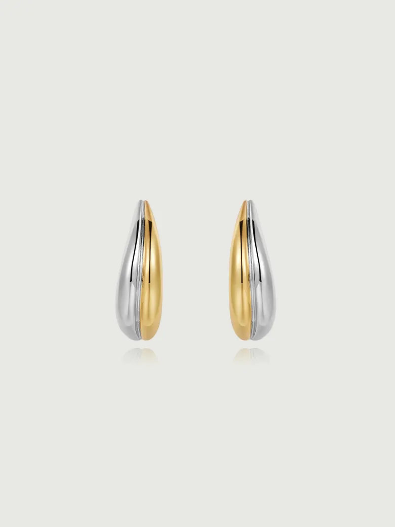 View details for Two Tone Wavy Stud Earrings Two Tone Wavy Stud Earrings-obyjewelry