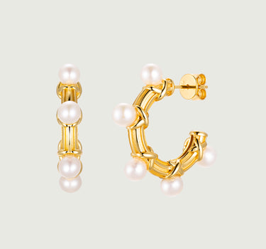 Vein Pearl Hoop Earrings