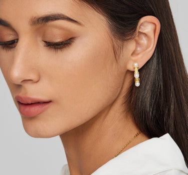 Vein Pearl Hoop Earrings