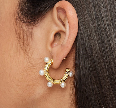 Vein Pearl Hoop Earrings