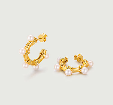 Vein Pearl Hoop Earrings