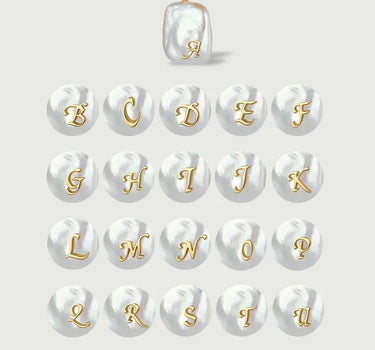 Vintage Initial Pearl Pendant Charm