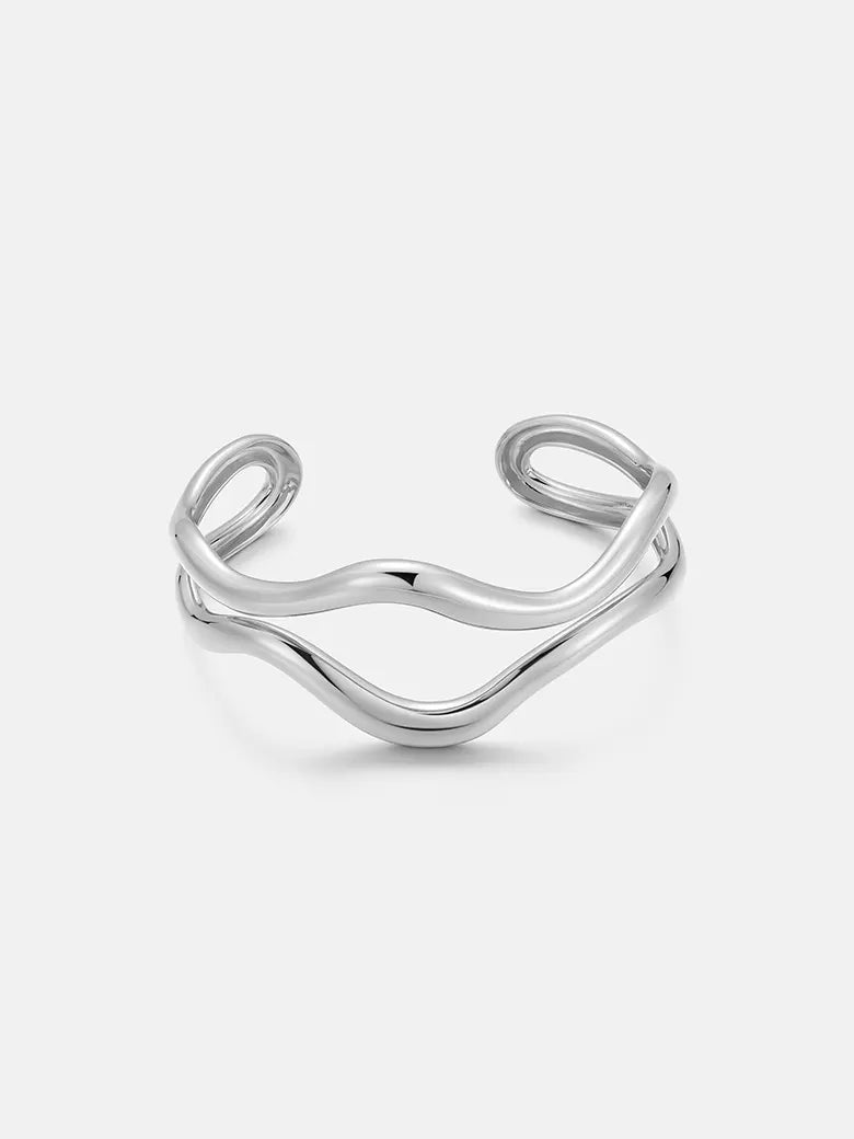 Wave Cuff Silver Bangle