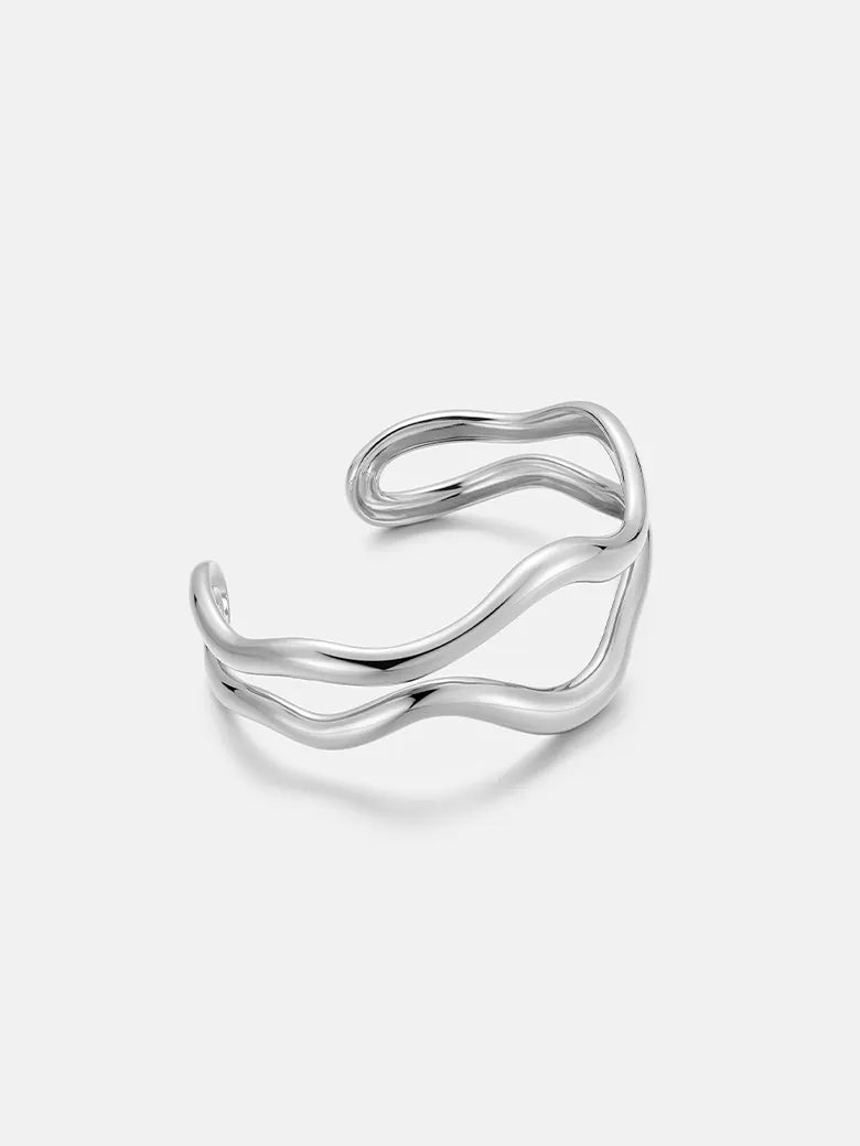 Wave Cuff Silver Bangle