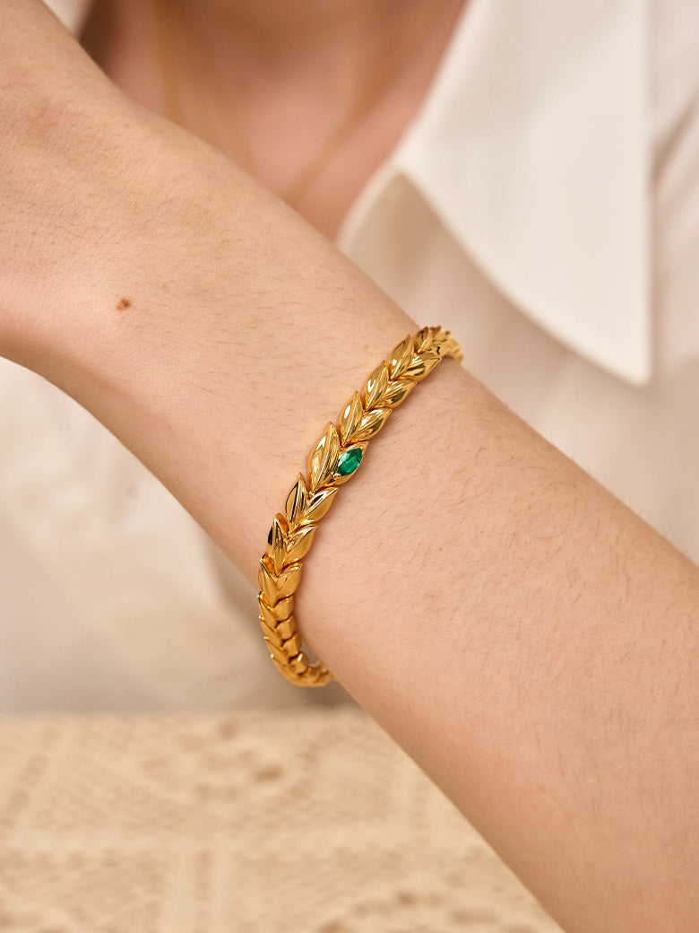 Wheat Cascade Emerald Bracelet