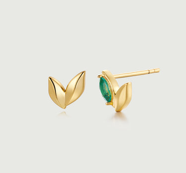 Wheat Emerald Asymmetric Earrings-obyjewelry