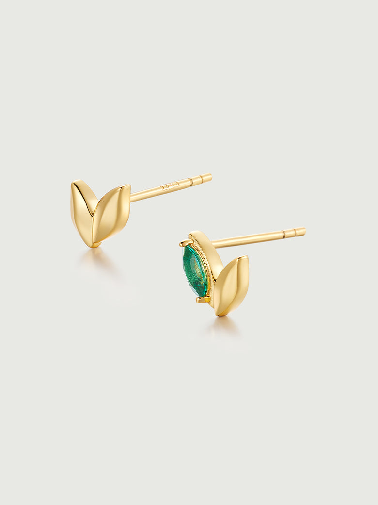 Wheat Emerald Asymmetric Earrings-obyjewelry