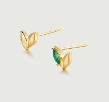 Wheat Emerald Asymmetric Earrings-obyjewelry