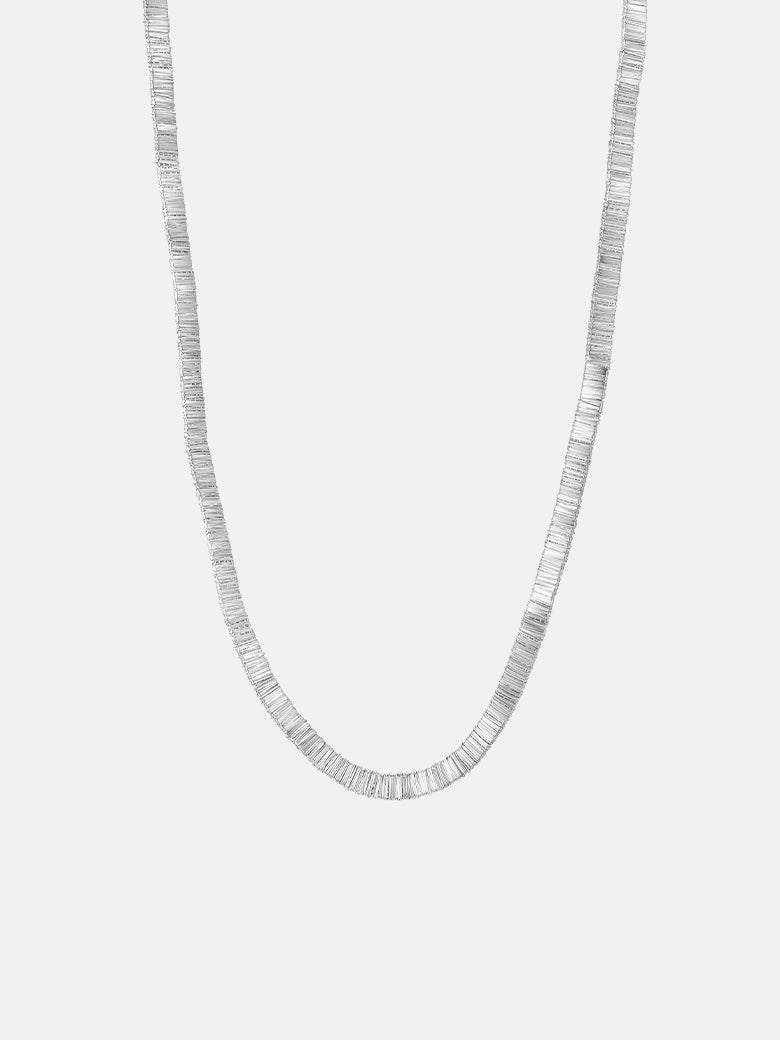 Wide Flat Silver Snake Necklace