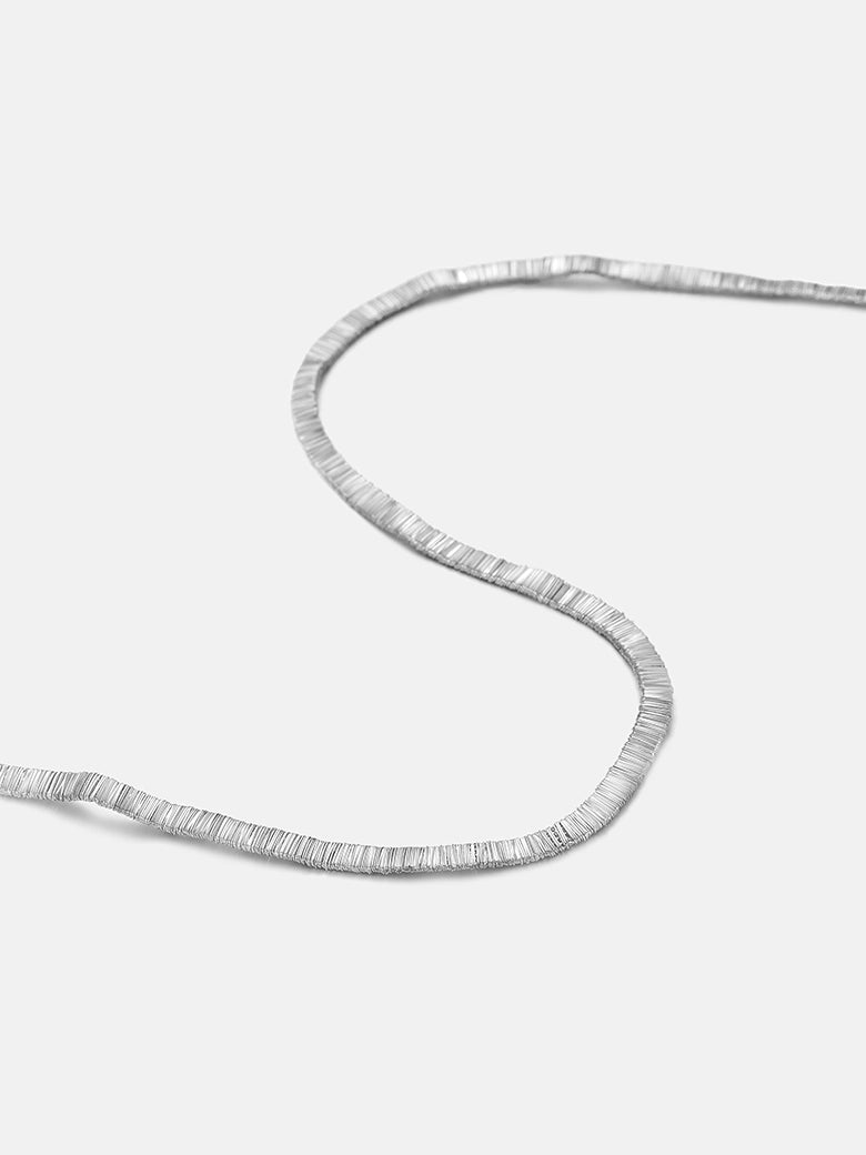 Wide Flat Silver Snake Necklace