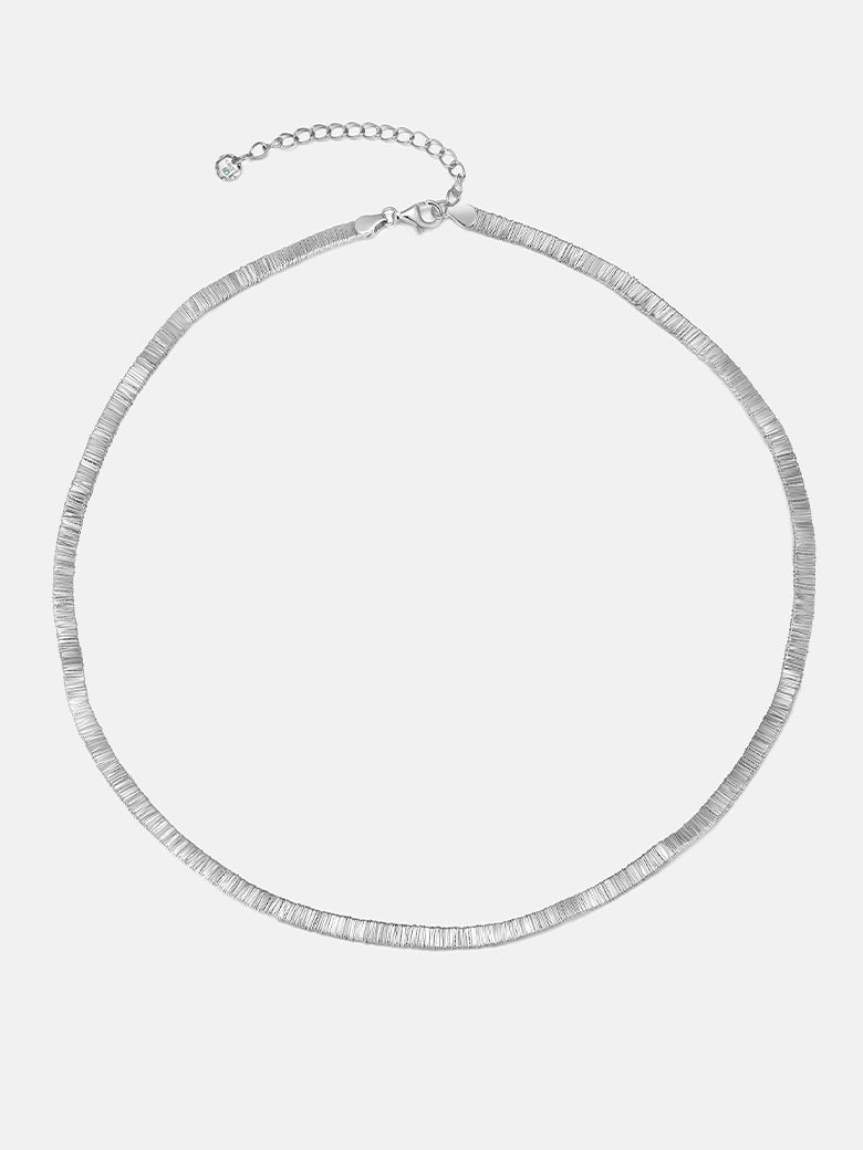 Wide Flat Silver Snake Necklace