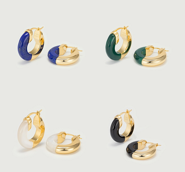 Mother of Pearl Two-Tone Hoop Earrings