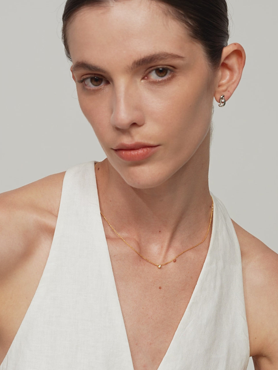 Classic 18k gold vermeil diamond necklace