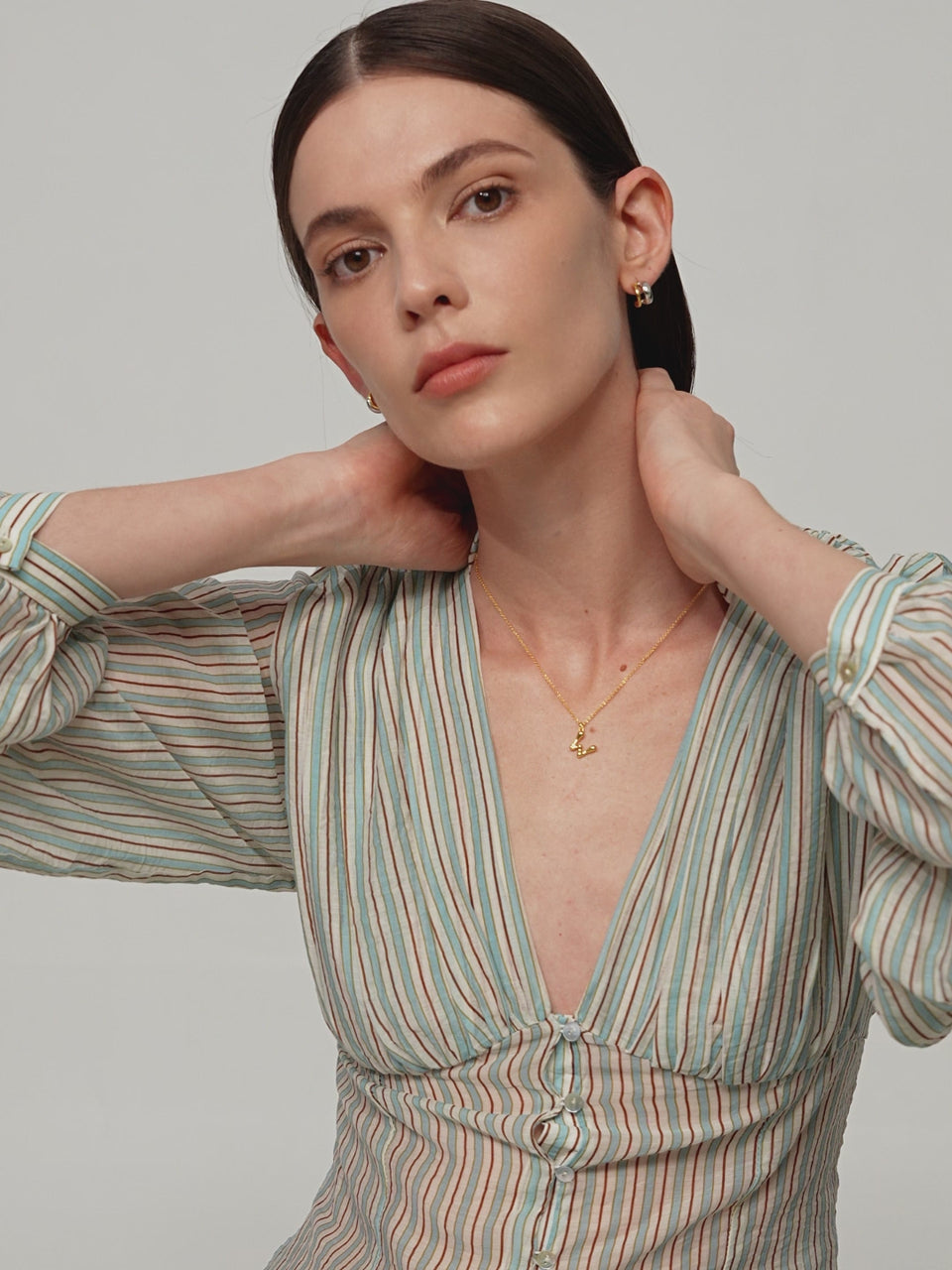 Fluid 18k gold vermeil diamond letter pendant necklace