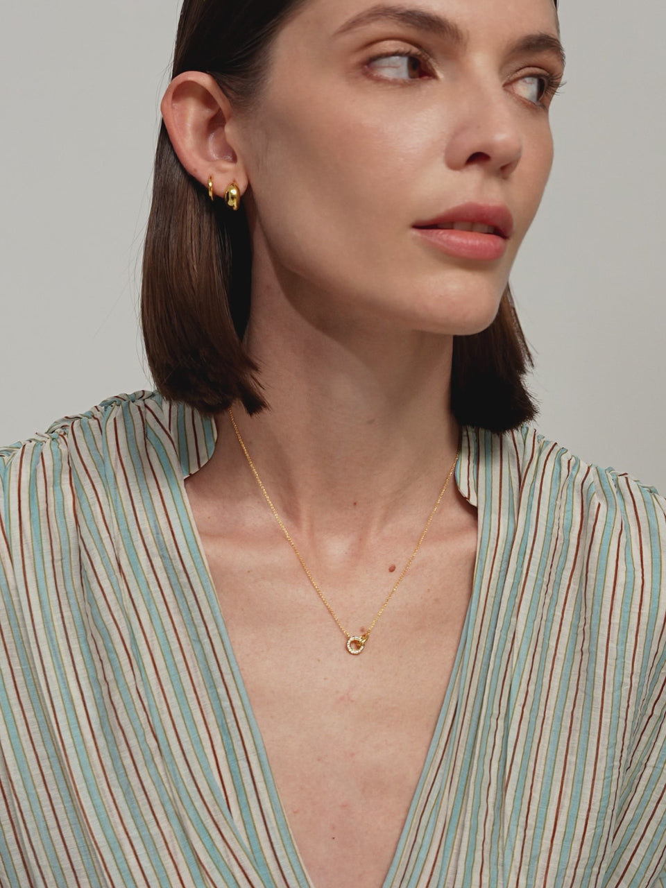 Romantic 18k gold vermeil pave diamond linked necklace