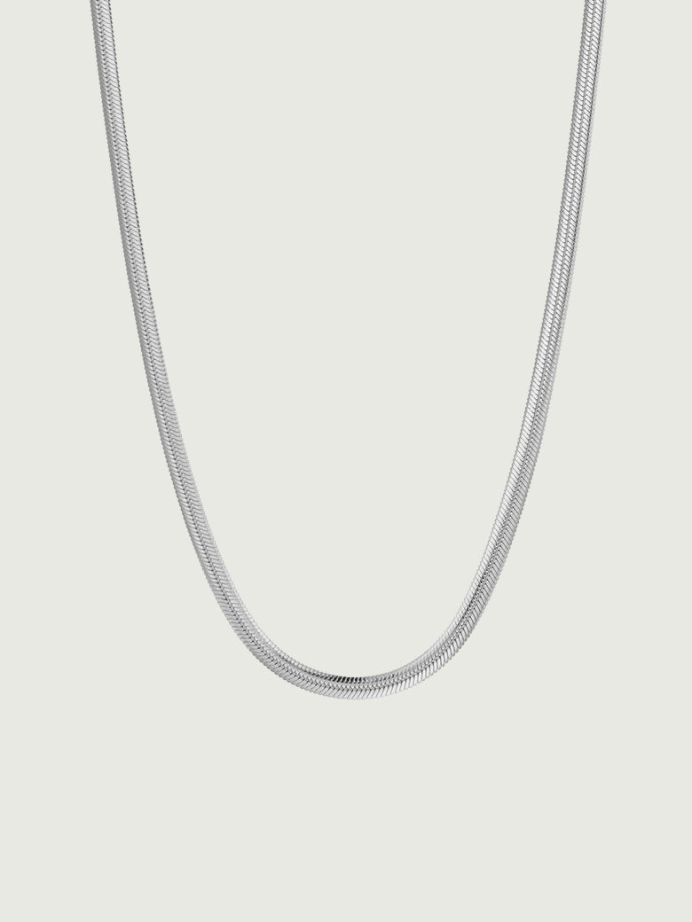 Flat Snake Chain Necklace Silver