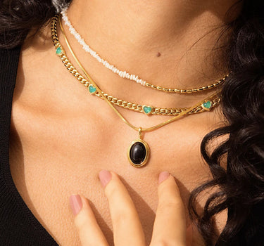 Black Onyx Oval Pendant Charm